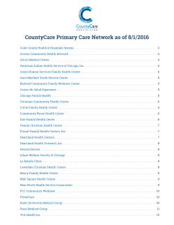 CountyCare Primary Care Network as of 8/1/2016