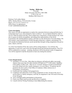 FYS Seeing * Believing