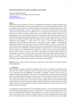 Design Thinking Methods and Creative Technologies in Virtual