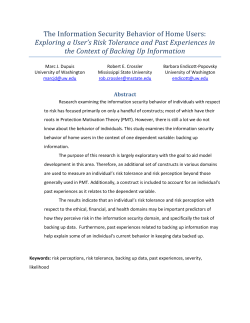Exploring a User`s Risk Tolerance and Past Experiences in