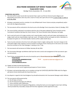 2016 Frank Sedgman Cup Team Player Entry Form