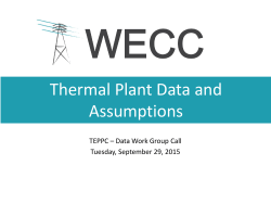 Thermal Plant Data and Assumptions 092915