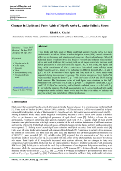 Changes in Lipids and Fatty Acids of Nigella sativa L. under Salinity