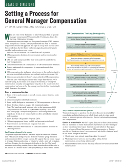 Setting a Process for General Manager Compensation