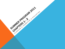 Summer program 2011 Chapters 1 - 2