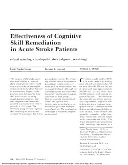 Effectiveness of Cognitive Skill Remediation in Acute Stroke Patients