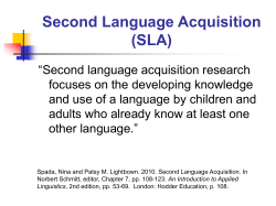 Linguistic Second Language Acquisition