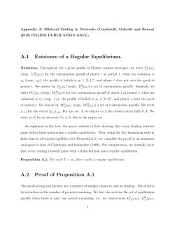A.1 Existence of a Regular Equilibrium. A.2 Proof of Proposition A.1