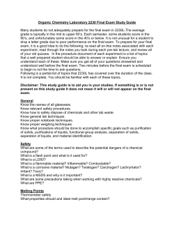 Organic Chemistry Laboratory 2230 Final Exam Study Guide Many