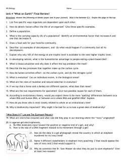 Evidence for Evolution Review Questions