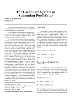 The Carbonate System in Swimming Pool Water