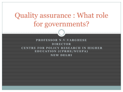 Quality assurance : What role for governments?