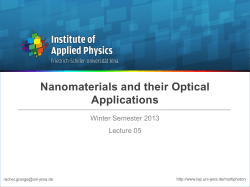 Nanomaterials and their Optical Applications