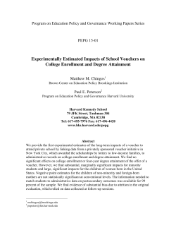 Experimentally Estimated Impacts of School Vouchers on College