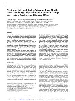 Physical Activity and Health Outcomes Three Months After