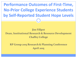 Performance Outcomes of First-Time Students