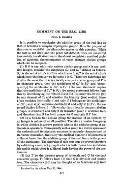 COMMENT ON THE REAL LINE Is it possible to topologize the