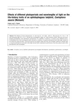 Effects of different photoperiods and wavelengths of light on the life