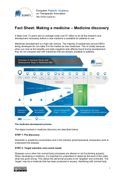Fact Sheet: Medicine discovery