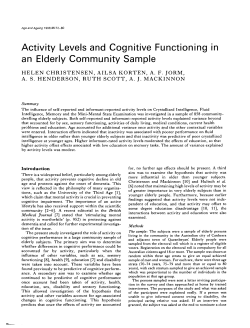 Activity Levels and Cognitive Functioning in an Elderly Community