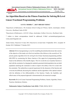 An Algorithm Based on the Fitness Function for Solving Bi
