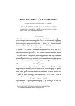 SUMS OF TOEPLITZ PRODUCTS WITH HARMONIC SYMBOLS Let