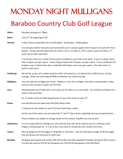 MONDAY NIGHT MULLIGANS Baraboo Country Club Golf League