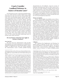Courts Consider Landlord Defenses to Source of Income Laws*