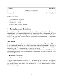 Mutual Exclusion 1 Formal problem definitions