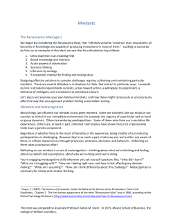 Mindset - Creative Problem Solving - Spring 2016