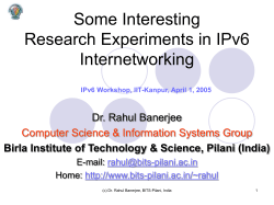 Some Interesting Research Experiments in IPv6