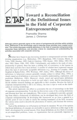 Toward a Reconciliation of the Definitional Issues in the Field of