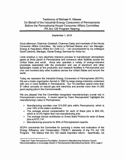 Testimony of Michael K. Messer On Behalf of the Industrial Energy