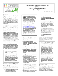 Individuals with Disabilities Education Act (IDEA) Part C Procedural