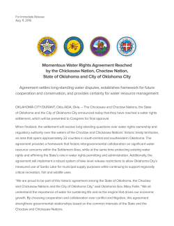 Momentous Water Rights Agreement Reached by the Chickasaw