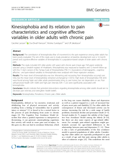 Kinesiophobia and its relation to pain characteristics and cognitive