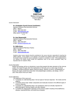 Course Syllabus - Presbyterian College School of Pharmacy