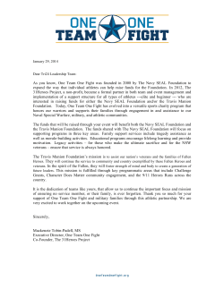As you know, One Team One Fight was founded in 2008