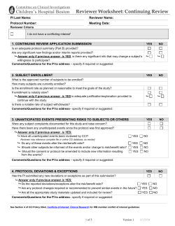 Reviewer Worksheet Continuing Review