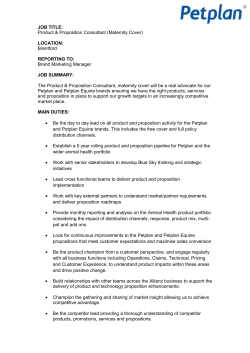 Job Spec – Product Proposition Consultant