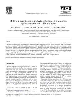 Role of pigmentation in protecting Bacillus sp. endospores against
