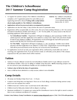 The Children`s Schoolhouse 2017 Summer Camp Registration