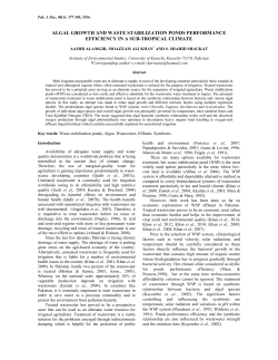 algal growth and waste stabilization ponds performance efficiency in