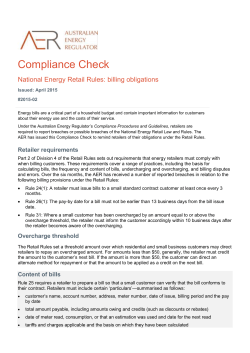 AER Compliance Check - customer retail contracts, billing obligations