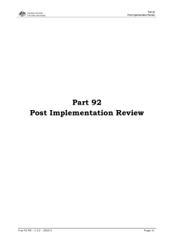Part 92 Post Implementation Review Report