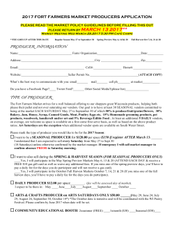 2017 FORT FARMERS MARKET PRODUCERS APPLICATION