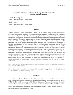 Co-teaching to Improve Control Variable Experiment Instruction in