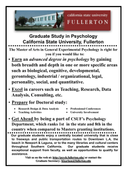 Get Ahead by being a part of CSUF`s Psychology Department, which