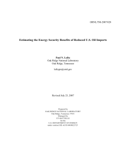 Estimating the Energy Security Benefits of Reduced U.S. Oil Imports