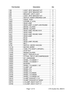 Part Number Description Qty 189 LIGHT, SPOT